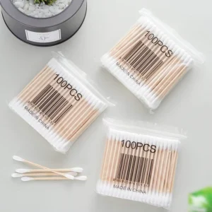 Bamboo Cotton Swabs With Wooden Handles Cotton Buds for Ear & Nail Makeup Personal Care & Cleaning Use