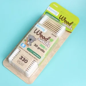 Bamboo Stick 100% Organic Cotton Double Round Head Customizable Logo Design Ear Cleaning Cotton Swabs
