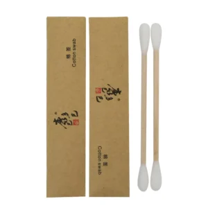 Bamboo Wooden Cotton Swabs Hotel Disposable Ear Cleaning Cotton Swab Buds Stick 2 Pack Individual Packaging
