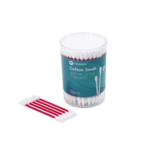 BioDegradable Compostable Disposable Soft Double Pointed Tip Cotton Bud 100pcs Red Paper Stick Cotton Swab with pp Box
