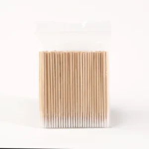 Biodegradable 100pcs Wooden Stick Pointed Cotton Swabs Beauty Makeup Ear Cleansing Cotton Bud
