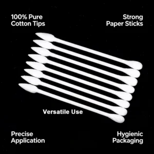 Biodegradable Q Tip White 500pcs Cotton Swabs Paper Stick Cotton Bud with Suction Card Package