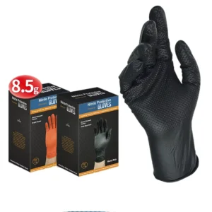 Black 8mil Powder free Large Industrial Heavy Duty Diamond Grip Disposable Nitrile Rubber Gloves for Hand protection
