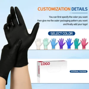 Black 9 Inch Nitrile Disposable Gloves Waterproof & Oil Resistant Powder Free for Industrial and Food Use