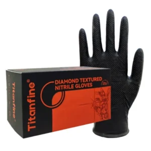 Black Disposable Heavy Duty Nitrile Gloves 8mil 24CM Powder free Diamond textured Anti Slip