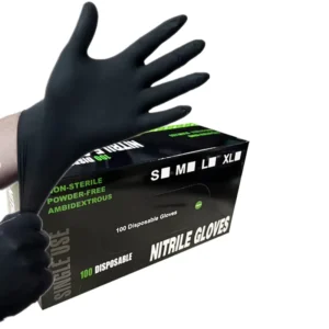 Black Disposable Nitrile Gloves 5 Mil Thick Latex Free Powder Free Medical Grade for Tattoo Mechanic Household Cleaning