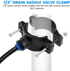 Black Drain Saddle Valve Clamp Plastic 40 mm 50 mm Drain Saddle 1/4 3/8 Inch Quick Connect for RO System Water Filter