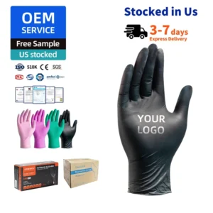 Black Medical Disposable Nitrile Exam Gloves Latex Free Powder Free Non Sterile Guantes De Nitrilo for Tattoo Salon PPE