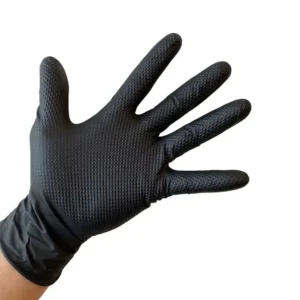 Black Nitrile Glovees with Diamond Texture Higher Grip Strong Tattoo Glovees Black Nitrile 8 Mil Medium