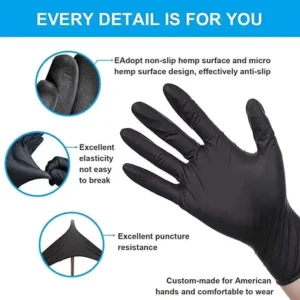 Black Nitrile Gloves Food-grade Gloves Disposable Nitrile Gloves for Veterinary Surgical Examinations