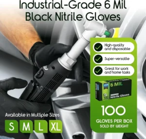 Black Nitrile Gloves Heavy Duty 6 Mil Nitrile Chemical Resistant Medical Cooking Cleaning Disposable Black Gloves