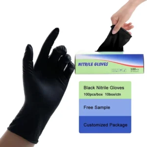 Black Non Latex Nitrile Glove 100 Pcs Box Powder Free Disposable Black Nitrile Gloves for Industrial