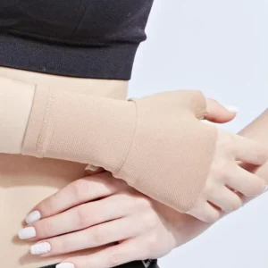 Black Nude Color Fingerless Wrist Sleeves Medical Compression Arthritis Gloves for Fatigue Sports Typing