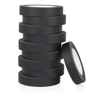 Black Painter Tape 1″ X 55 Yards 10 Rolls Crepe Paper Acrylic Adhesive for Walls & Painting DIY