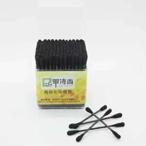 Black Paper Stick Cotton Swabs Square Box
