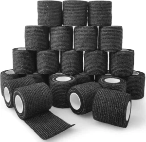 Black Self Adhesive Bandages Non Woven Tattoo Grip Tape Athletic Elastic Cohesive Bandage for Tattoo
