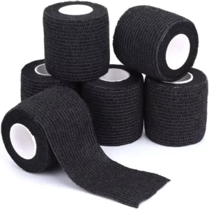 Black Self Adhesive Bandages Non Woven Vet Pet Wrap Tape Sport Wrap Athletic Elastic Cohesive Bandage for Tattoo Grip
