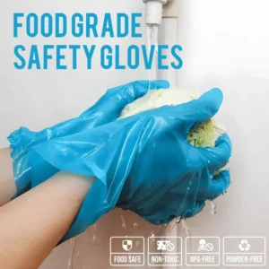 Blue 100 Pcs Kitchen Waterproof Food Contact Grade Gloves Disposable TPE Gloves