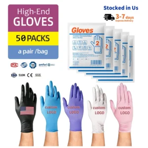 Blue Nitrile Examin Gloves with Individual Pack Custom Logo Medical Gloves Thick Nitrile Gloves for Tattoo Beauty Lab