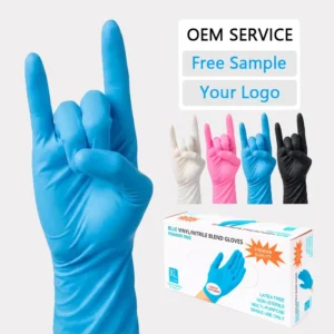Blue Nitrile Gloves Beauty Salon Spa Nail Artist Custom Logo Disposable Powder Free Latex Free