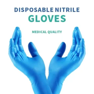 Blue Nitrile Vinyl Blend Exam Gloves Powder Free Finger Textured Medical Disposable Gloves for Hospital Clinical Examination