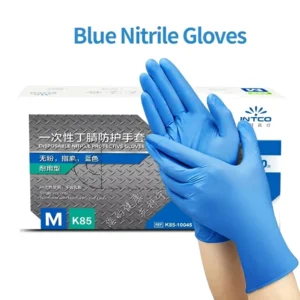 Blue Powder Free Anti Slip Gloves Safety Disposable Nitrile Gloves for Medical Tattoo