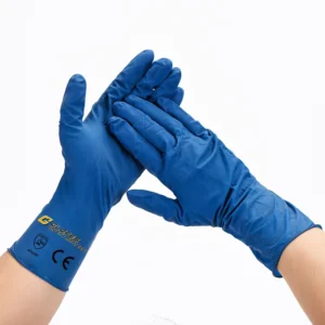 Blue Powder Free Blend Latex Thick Disposable Textured Medical Exam Gloves Anti Cut Anti Static Safety Gloves