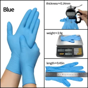 Blue Pure Nitrile Disposable Gloves Anti Static Anti Impact Customized OEM Logo Tattoo Food Cleaning Barber Shop Nail Beauty Salon