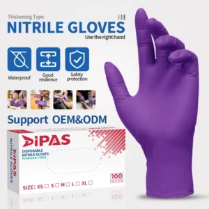 Blue Purple Nitrile Laboratory Gloves Powder Free Latex Free Silicone Free Grain Texture on Fingers Disposable