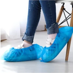 Blue Short Waterproof Anti Skid Custom Non Woven 100% PP CE Certified Disposable Medical Shoe Cover Double Elastic