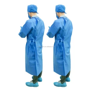 Blue Sterile Medical Protective Clothing Surgical Gown with Mask Knitted Cuffs