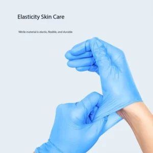 Blue White and Black Nitrile Disposable Safety Gloves Anti-Slip Non-Sterile