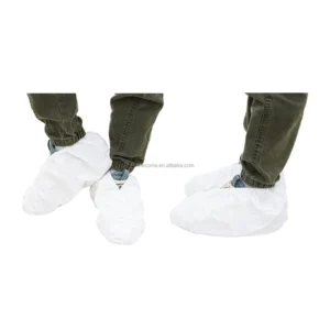 Breathable Elastic Cuff Medical Grade Shoe Covers Disposable Non Sterile 60 GSM Laminated PP Non woven Anti slip Milky White