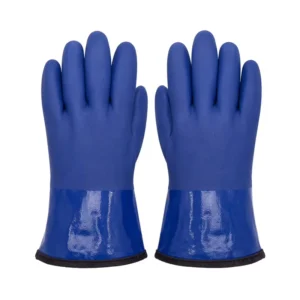 Bulk EN511 Blue Micro sandy Thermal PVC Gloves Reliable Supplier 30cm Cold Resistant Chemical Work Gloves for Oil