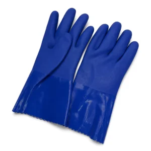 Bulk Price 27cm Blue Micro sandy PVC Gloves Durable Oil Resistant Reusable Safety Work Gloves for Factory