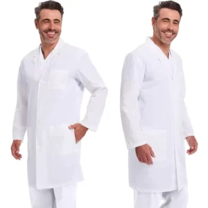 Button Front Closure Unisex Lab Coat with 3 Pockets Clinics Hospital Reserch Science Medical Lab Coat for Men and Women