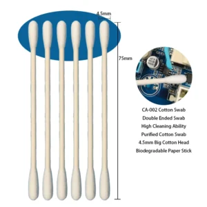 CA 002 Biodegradable Paper Stick 4.5mm Big Round Head Cotton Bud Cleanroom Cotton Swab with Double Heads