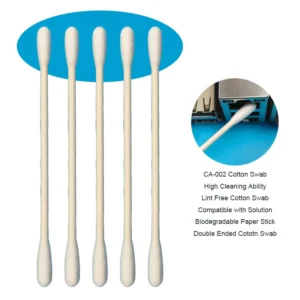 CA 002 Biodegradable Paper Stick Double Round Head Industrial Cleaning Qtips Lint Free Cleanroom Cotton Bud Swab