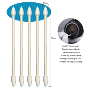 CA 003 Biodegradable Paper Stick 4.7mm Big Pointed Head Cotton Bud ESD Cleanroom Cotton Swab with Double Heads