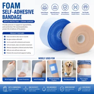 CE Certified Class I Foam Self Adhesive Bandage for Rehabilitation Therapy Supplies