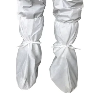 CE Disposable Anti-slip Non Woven Breathable Waterproof SMS Boot Covers Medical Shoe Cover Foot Protectors With Straps