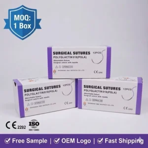 CE ISO Approved Animal Hospital Supplies Absorbable Veterinary Surgical Suture with Needle PGA Catgut PDO 4-0
