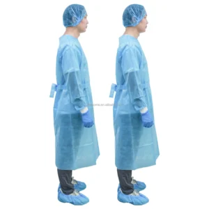 CE MDR Isolation Gown SMS Ribbed Cuff Disposable Medical Protective Clothing Blue Hospital S-5XL