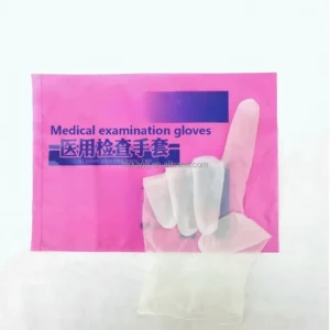 CUSTOM Tear Resistance Hot Stamping ISO9001 Certified Pink Hospital Use PE Bags for Medical Examination Gloves Packaging