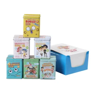 Cartoon Wound Bandage with Tin Box for Promotion Anti stick Skin Color Medical Band Aid