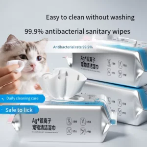 Cat and Dog 80 piece Set for Wiping Behind Cleaning Body Cleaning Products Eye Wipes Hand free Pet specific Wet Wipes
