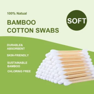 Certified Biodegradable Bamboo Stick Cotton Swabs 100% Natural Zero Waste Packaging Recyclable Box Plastic Free