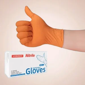 Chemical Handling Orange Nitrile Gloves Comfortable Waterproof Durable Thick Powder Free Disposable Latex Free Food Contact