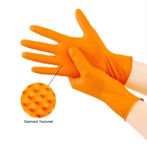 Chemical Resistant Diamond Grip Nitrile Gloves 8mil Thick Heavy Duty Disposable Nitrile Gloves Touchscreen for Industrial