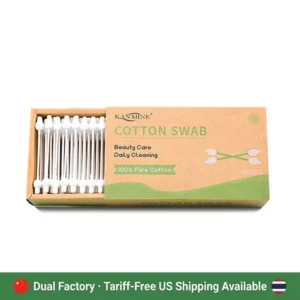 China Bulk Tips Double Calabash Head Bamboo Stick Cotton Swab 110pcs Box Cotton Bud with Kraft Paper Box